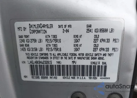 2004 Jeep Liberty Sport from USA, damaged, VIN 1J4GL48K84W232815